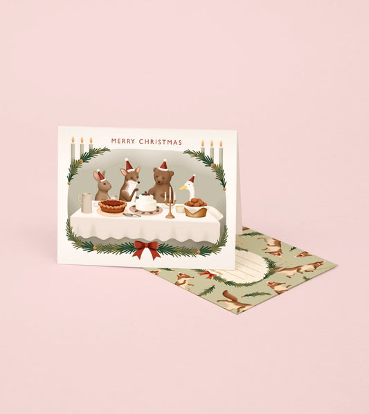 Animals Christmas Dinner Party Card - GH32 - Clap Clap