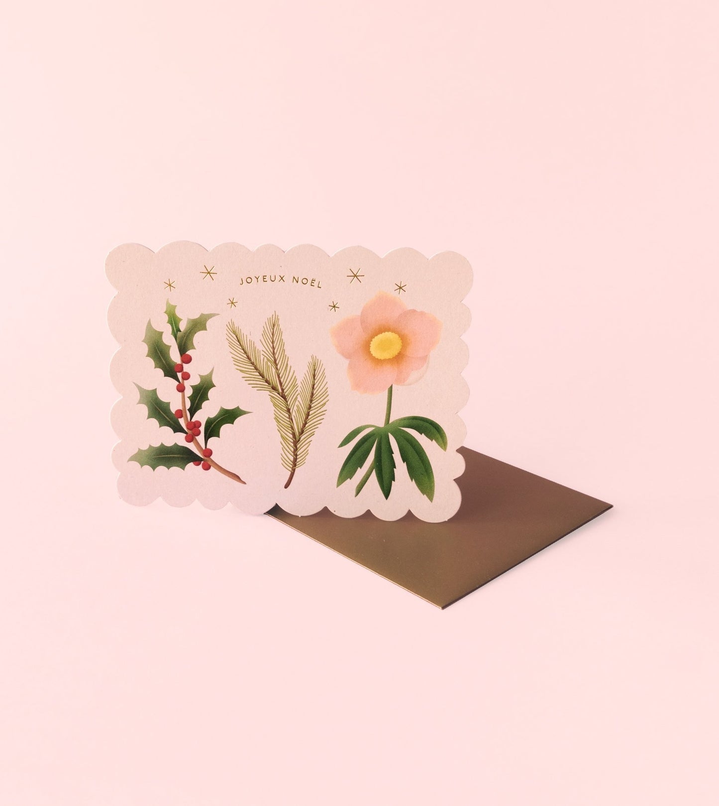 Pink Joyeux NoÌÇl Holiday Die Cut Card - GH41-K - Clap Clap